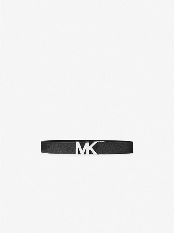 MK 558515 Reversible Logo and Leather Waist Belt BLACK
