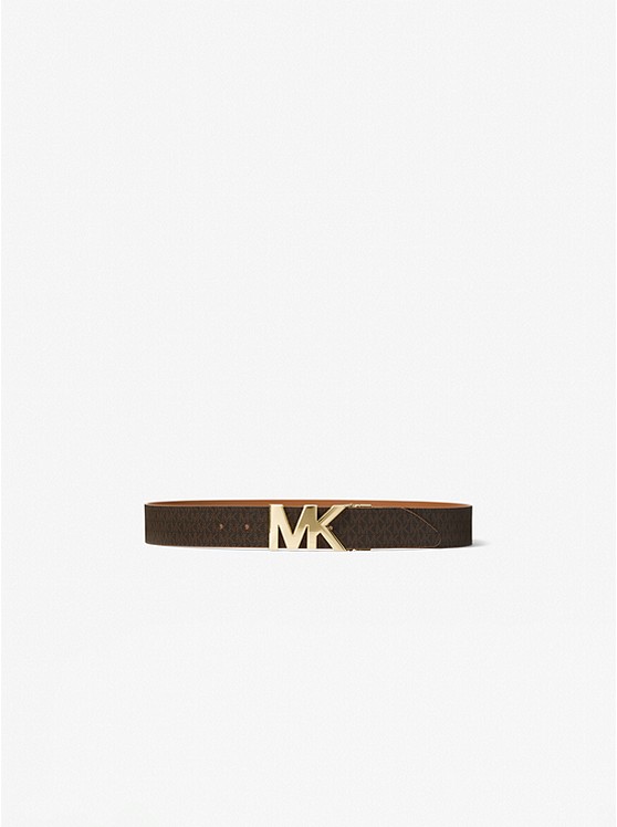 MK 558515 Reversible Logo and Leather Waist Belt BROWN