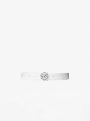 558515 - Reversible Logo and Leather Waist Belt OPTIC WHITE