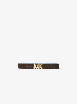 558515 - Reversible Logo and Leather Waist Belt BROWN/CHAMBRAY
