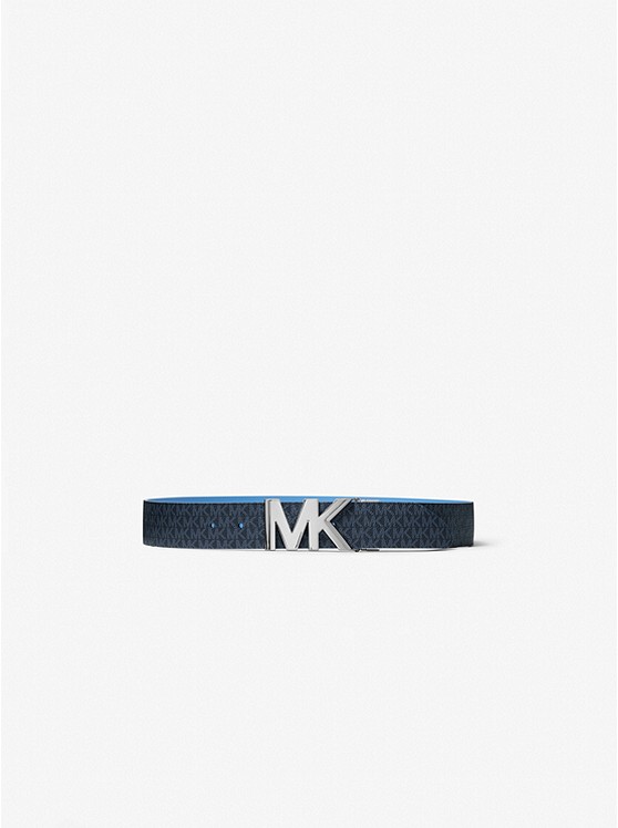 MK 558515 Reversible Logo and Leather Waist Belt ADMIRAL/HERITAGE BLUE
