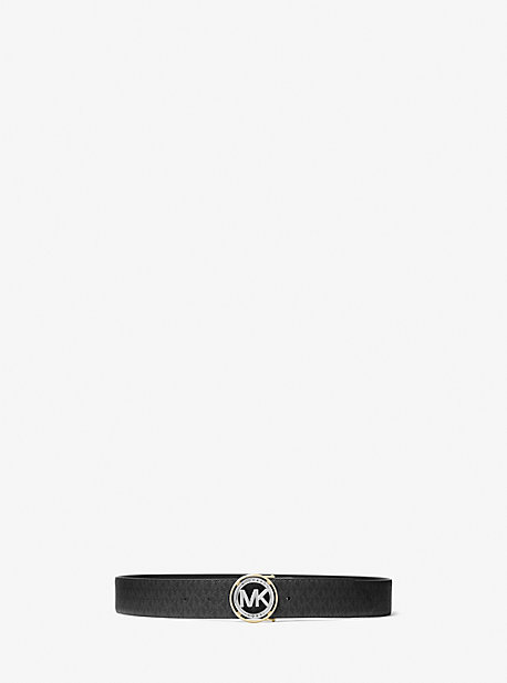 558687 - Reversible Logo and Leather Belt BLACK