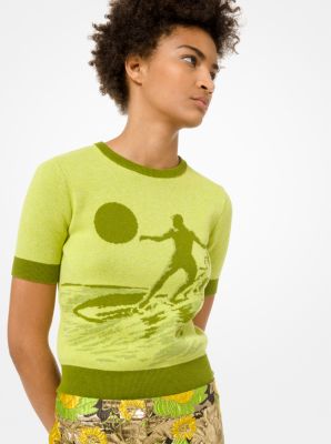 628AKM962 - Cotton and Merino Short-Sleeve Surfer Sweater LIME