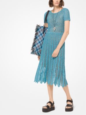 640AKM935 - Hand-Crocheted Lurex Dress AQUA