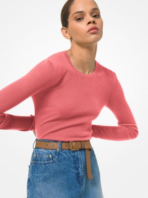 642AKS935 - Featherweight Cashmere Sweater CORAL