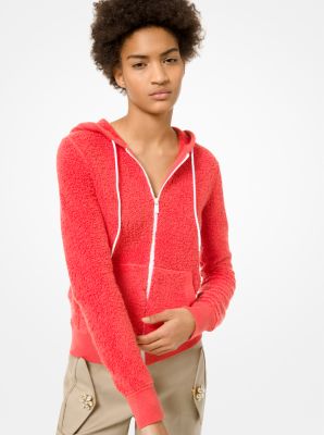 648AKM964 - Cotton and Cashmere Terry Zip-Up Hoodie PERSIMMON