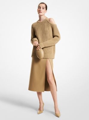 649AKT953 - Cashmere Asymmetric Cutout Sweater Barley
