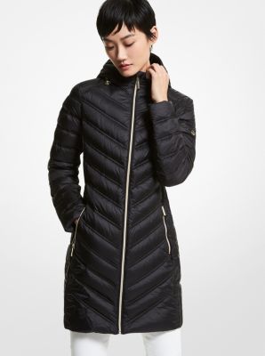77B5049M82 - Quilted Nylon Packable Puffer Coat BLACK