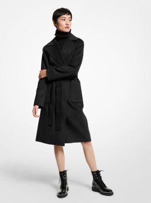77B5159M22 - Wool Wrap Coat BLACK