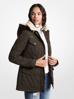 77F5327M42 - Faux Shearling-Trim Quilted Jacket OLIVE