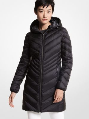 77F5365M82 - Quilted Nylon Packable Puffer Coat BLACK