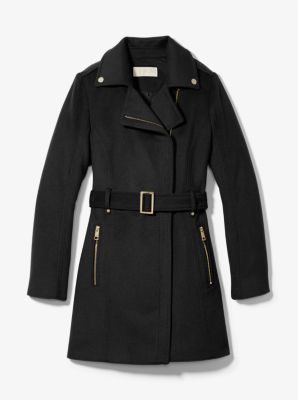 77F5459M12 - Wool Blend Belted Coat BLACK