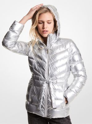 77F5470M82 - Quilted Nylon Packable Puffer Jacket SILVER