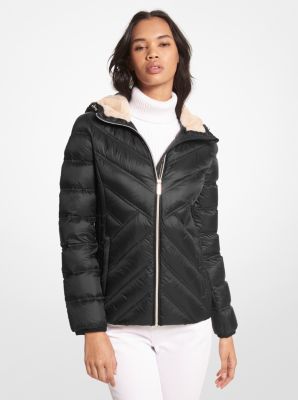 77Q5518M82 - Nylon Packable Hooded Jacket BLACK