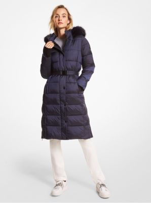 77Q5741M41 - Quilted Nylon Belted Puffer Coat NAVY