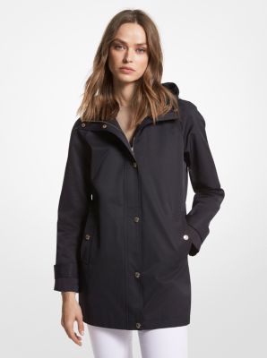 77V6004M72 - Cotton Blend Hooded Raincoat BLACK