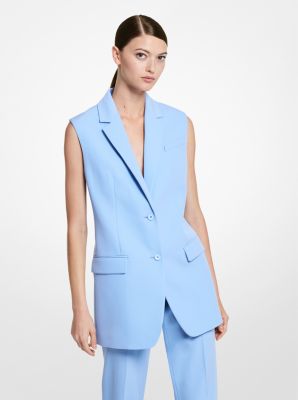 807AKU516X - Wool Gabardine Sleeveless Jacket OXFORD BLUE
