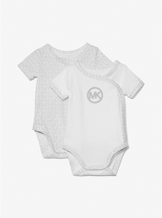 MK 98111 2-Pack Logo Cotton Baby Onesie Gift Set PALE GREY