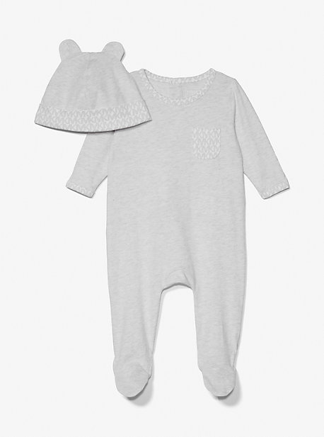 98114 - Cotton Onesie and Hat Baby Set PALE GREY