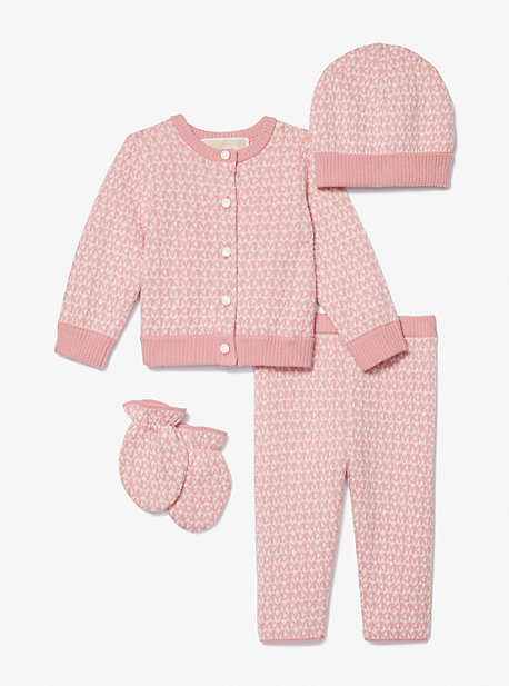 98117 - Logo Jacquard Cotton 4-Piece Baby Gift Set PALE PINK