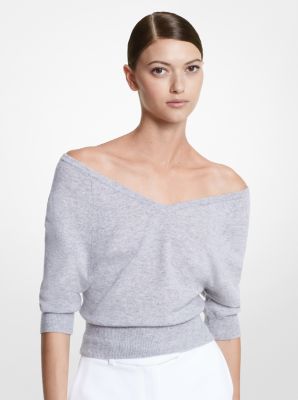 AK074Y0003 - Cashmere Off-The-Shoulder Sweater PEARL GREY