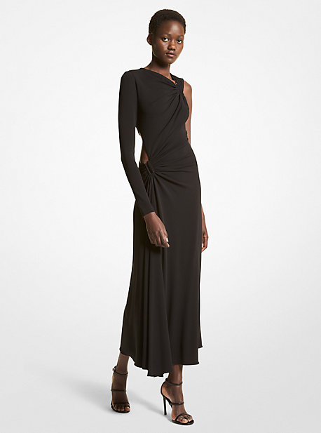 BD590F0024 - Stretch Matte Jersey Asymmetric Dress BLACK