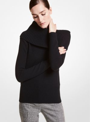 BK454Y0003 - Cashmere Off-The-Shoulder Sweater BLACK
