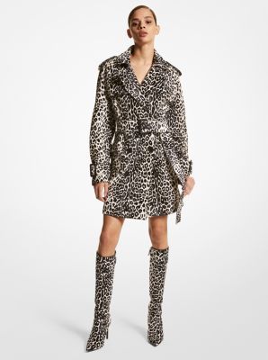 BO378F0123 - Leopard Print Calf Hair Trench Coat BLACK/WHITE