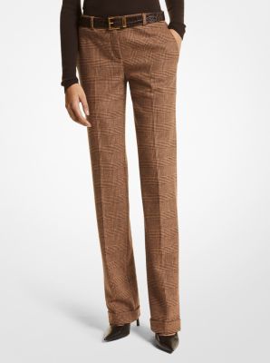 BP530F0109 - Carolyn Glen Plaid Stretch Flannel Trousers CHOCOLATE/CAMEL