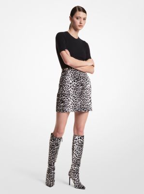 BS284F0123 - Leopard Print Calf Hair Mini Skirt BLACK/WHITE