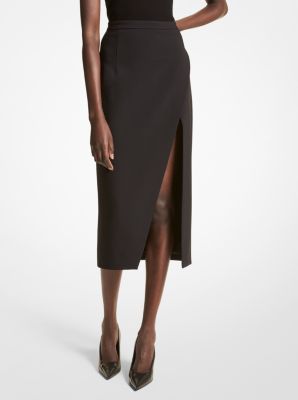 BS305F0004 - Stretch Pebble Crepe Scissor Skirt BLACK