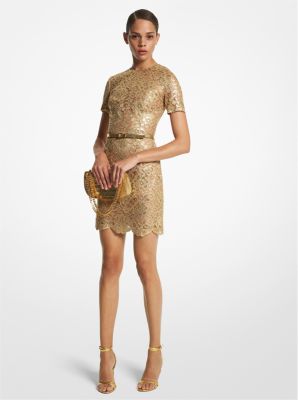 CDA8730202 - Metallic Lace Dress GOLD
