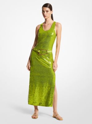 CDB8990201 - Sequined Crepe Jersey Tank Dress LIME