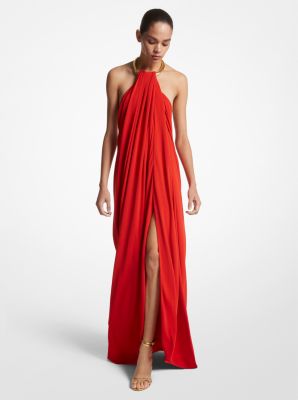 CDP8470201 - Crepe Jersey Necklace Gown POPPY