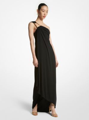 CDP8500201 - Crepe Jersey Toga Gown BLACK