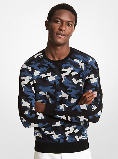 CF1600U2LY - Camouflage Viscose Blend Sweater BLACK