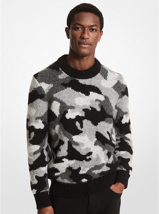 MK CF1600V5SS Camouflage Alpaca and Merino Wool Sweater BLACK