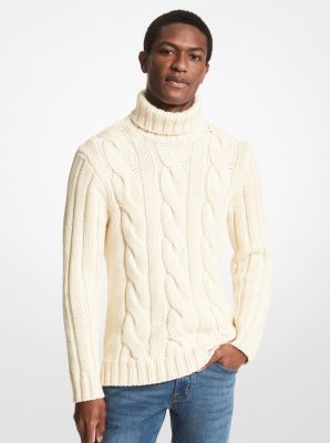 CF1600Y324 - Cable Merino Wool Turtleneck Sweater BONE
