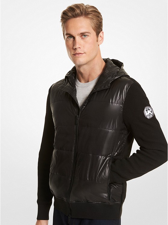 MK CF1604S234 Mixed-Media Hooded Jacket BLACK