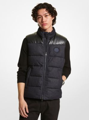 CF2204J81A - Quilted Denim and Faux Leather Vest INDIGO