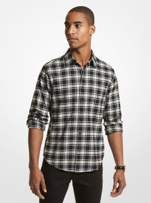 CF2404J76K - Slim-Fit Plaid Cotton Flannel Shirt BONE