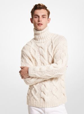 CF260525SS - Cable Alpaca Blend Turtleneck Sweater BONE