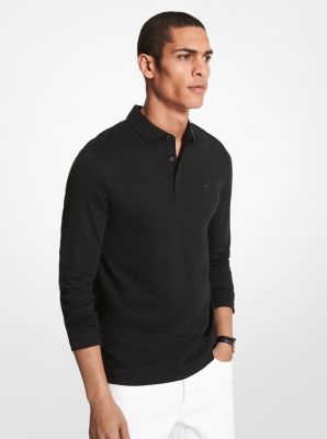 CF75E90C93 - Cotton Long-Sleeve Polo Shirt BLACK