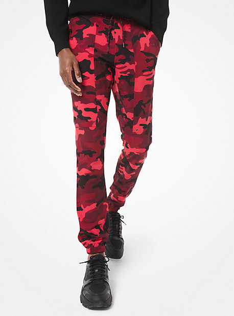 CF93CRA7GZ - Camouflage Woven Joggers POP RED