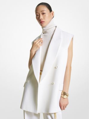 CJA7670009 - Wool Gabardine Sleeveless Jacket WHITE