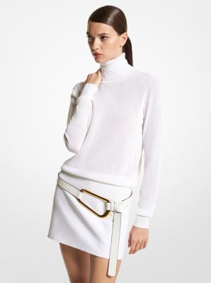 CK694Y0046 - Joan Tulle Viscose Blend Turtleneck Sweater OPTIC WHITE