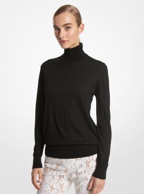 CK711Y0044 - Joan Featherweight Silk Turtleneck Sweater BLACK