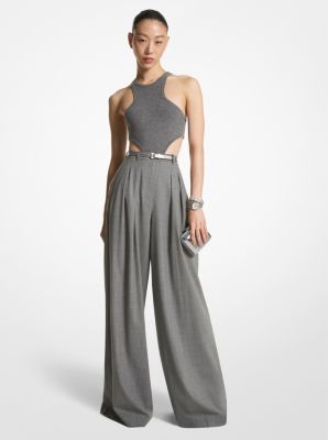 CPA7100013 - Stretch Wool Palazzo Pant BANKER GREY
