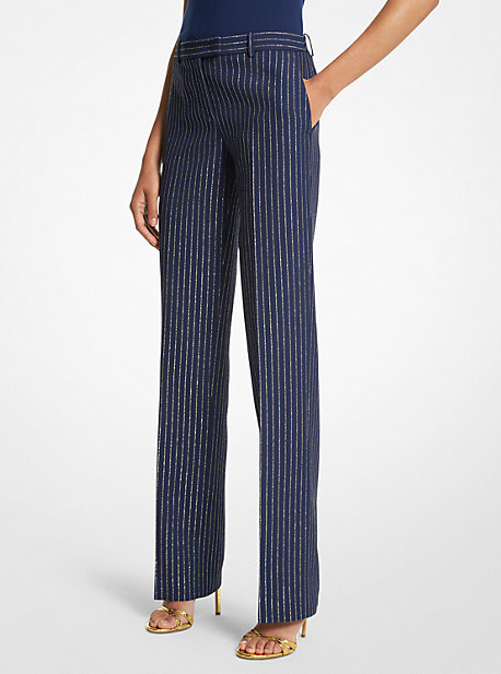 CPA7250237 - Carolyn Metallic Pinstripe Double Crepe Sablé Trousers NAVY/GOLD