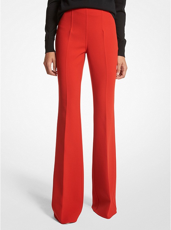 MK CPD7170078 Brooke Double Face Stretch Wool Twill Flared Pants POPPY